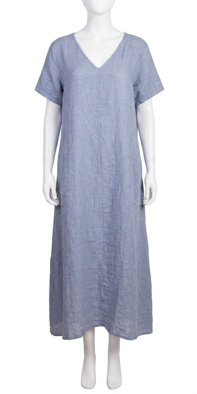 NEW GIGI MODA vedette linen maxi dress in blue